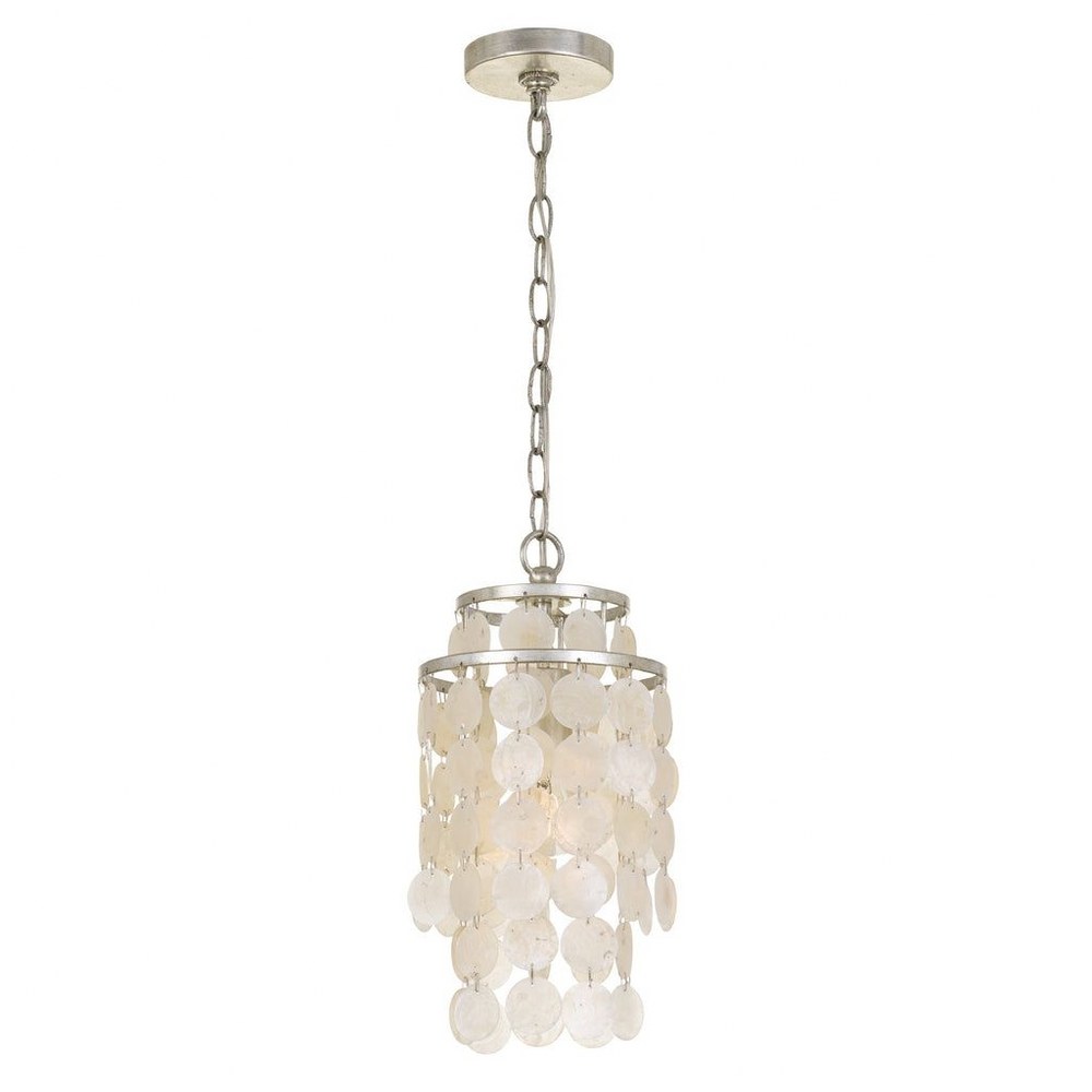 Crystorama Lighting-BRI-3000-SA-Brielle - One Light Mini Chandelier in Timeless Style - 7 Inches Wide by 14.5 Inches High Antique Silver  Antique Silver Finish with Capiz shell Crystal