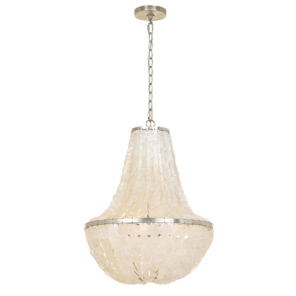 Crystorama Lighting-BRI-3006-SA-Brielle - 18 Inch Six Light Chandelier Antique Silver  Antique Silver Finish with Capiz shell Crystal