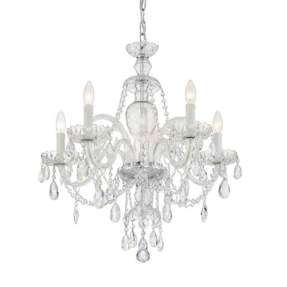 Crystorama Lighting-CAN-A1306-CH-CL-MWP-Candace - 5 Light Chandelier in Timeless Style - 25 Inches Wide by 26 Inches High Hand Cut Polished Chrome Polished Chrome Finish