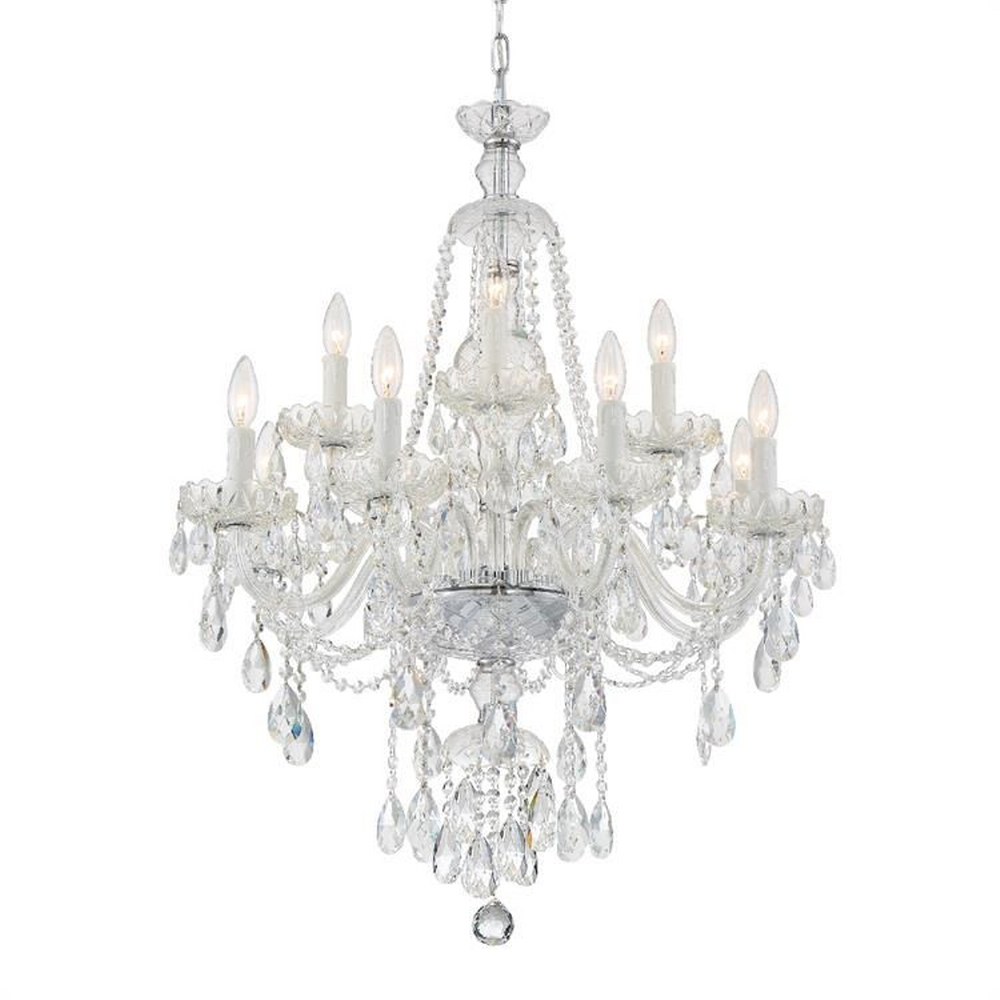 Crystorama Lighting-CAN-A1312-CH-CL-MWP-Candace - 12 Light Chandelier in Classic Style - 28 Inches Wide by 34 Inches High Hand Cut Polished Chrome Polished Chrome Finish