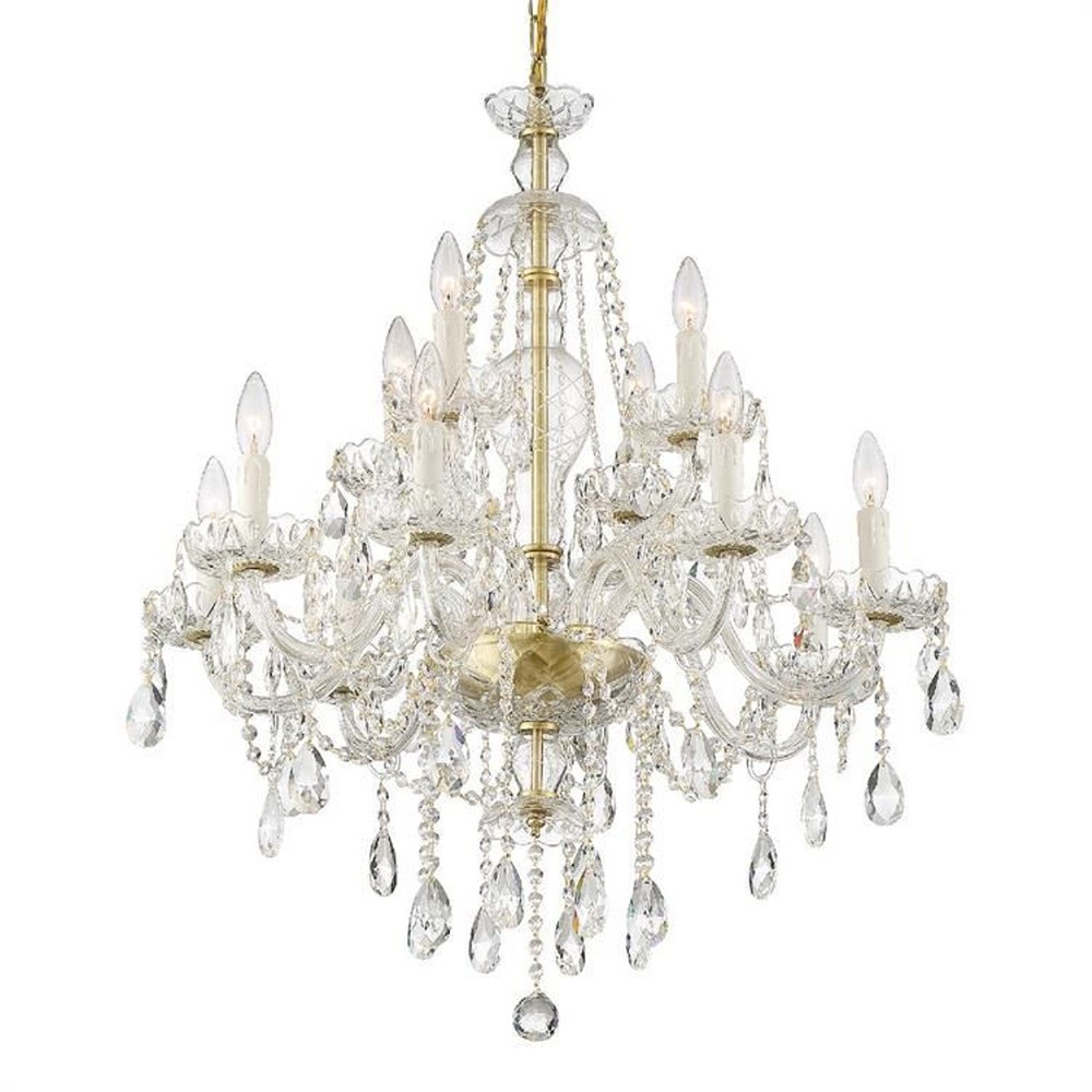 Crystorama Lighting-CAN-A1312-PB-CL-SAQ-Candace - 12 Light Chandelier in Classic Style - 28 Inches Wide by 34 Inches High Swarovski Spectra Polished Brass Polished Chrome Finish