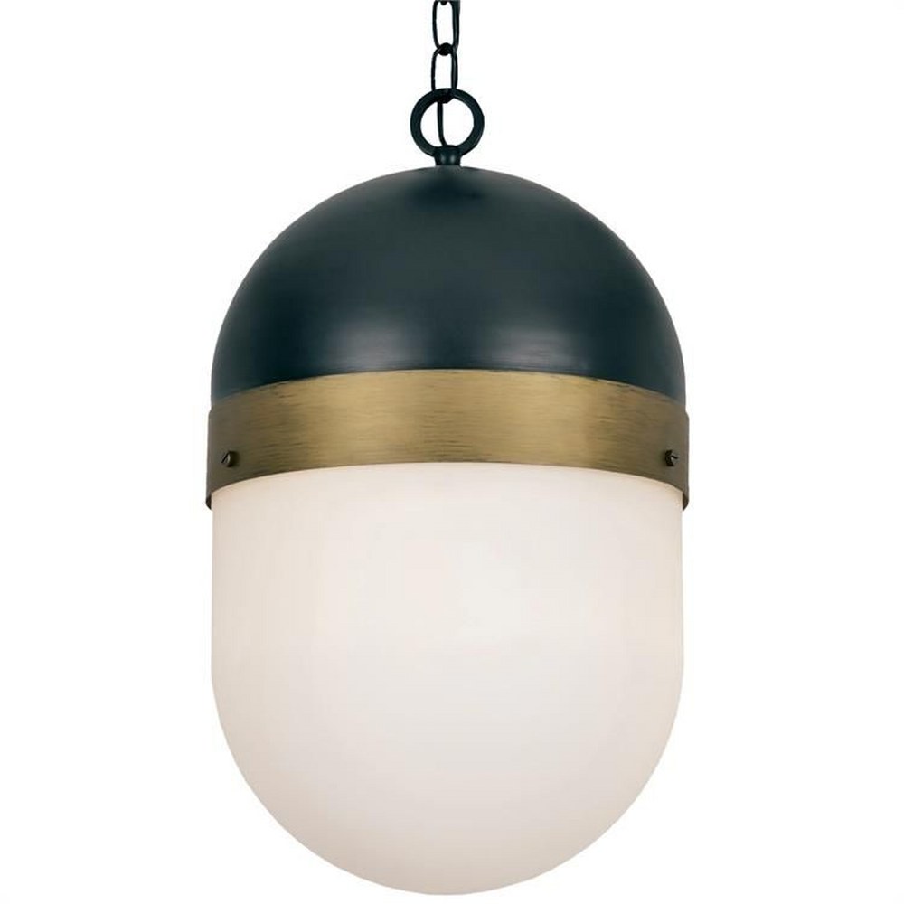 Crystorama Lighting-CAP-8506-MK-TG-Capsule - Three Light Outdoor Pendant   Matte Black/Textured Gold Finish with Opal Frosted Glass