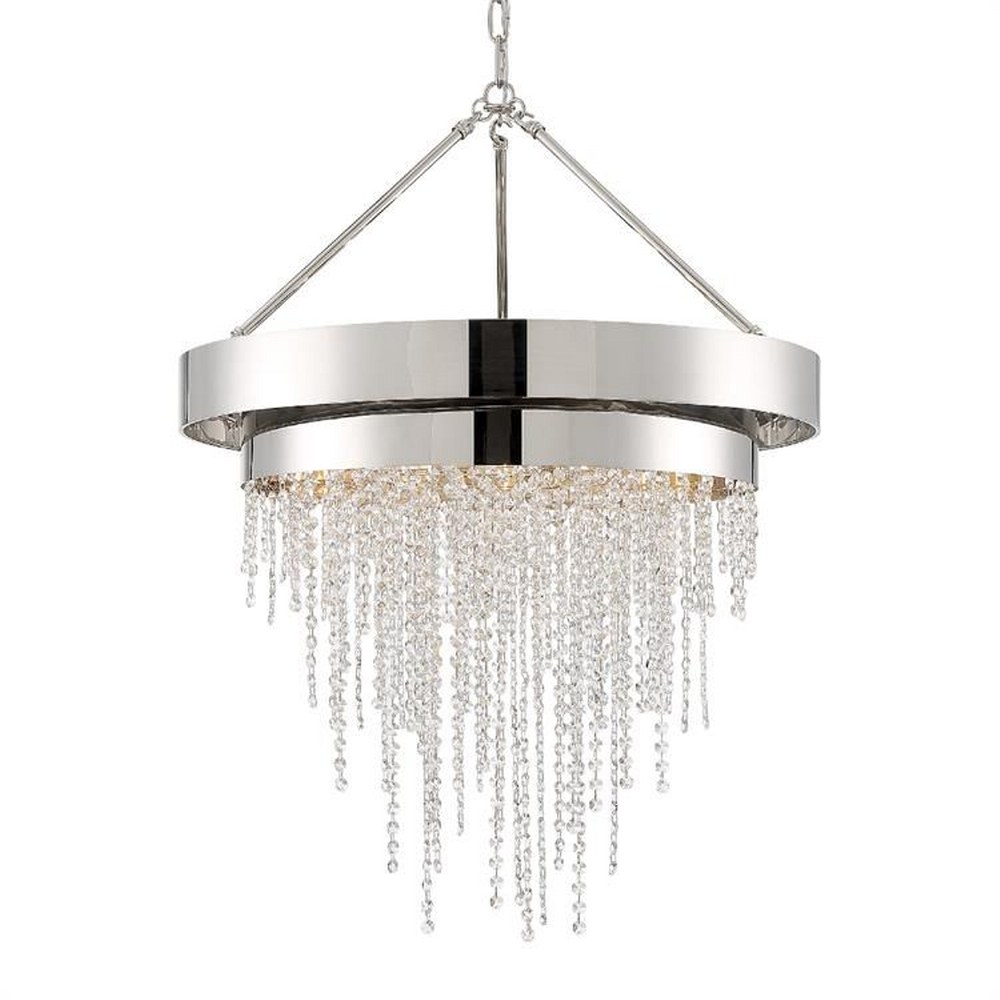 Crystorama Lighting-CLA-A3206-PN-CL-MWP-Clarksen - 6 Light Chandelier In Classic Style - 26 Inches Wide By 36.25 Inches High Clarksen - 6 Light Chandelier In Classic Style - 26 Inches Wide By 36.25 Inches High