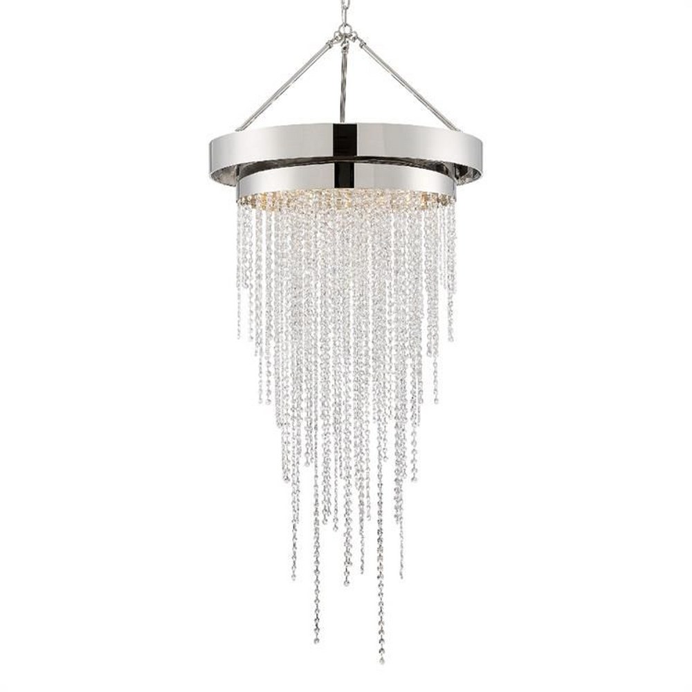 Crystorama Lighting-CLA-A3207-PN-CL-MWP-Clarksen - 6 Light Chandelier In Classic Style - 26 Inches Wide By 60.25 Inches High Clarksen - 6 Light Chandelier In Classic Style - 26 Inches Wide By 60.25 Inches High