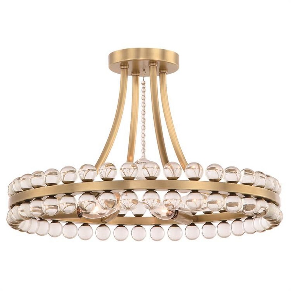 Crystorama Lighting-CLO-8894-AG-Clover - Four Light Flush Mount Aged Brass  Brushed Nickel Finish with Clear Hand Cut Crystal