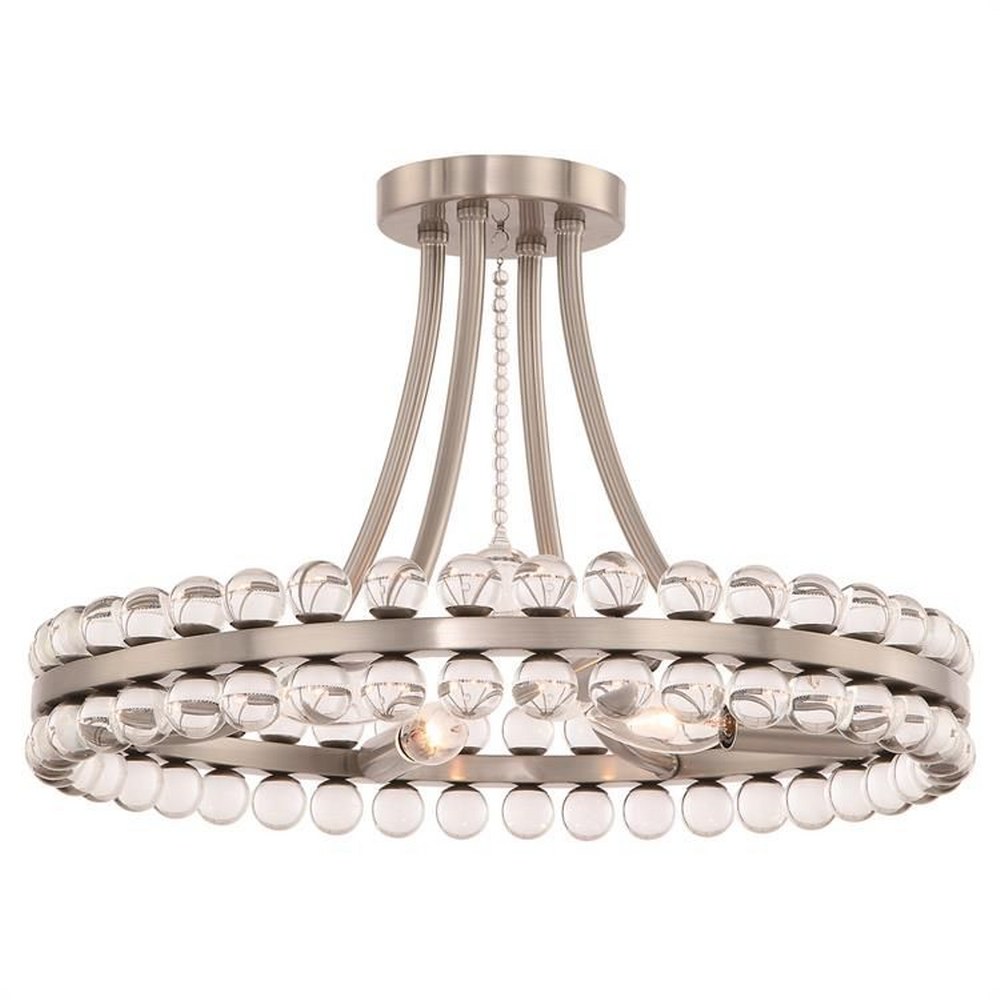 Crystorama Lighting-CLO-8894-BN-Clover - Four Light Flush Mount Brushed Nickel  Brushed Nickel Finish with Clear Hand Cut Crystal