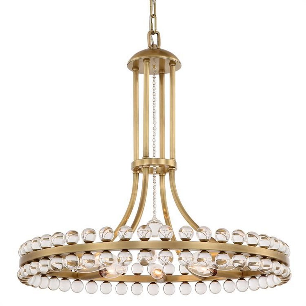 Crystorama Lighting-CLO-8898-AG-Clover - Eight Light Chandelier in Traditional and Contemporary Style - 22.5 Inches Wide by 22.5 Inches High Aged Brass  Brushed Nickel Finish with Clear Hand Cut Cryst