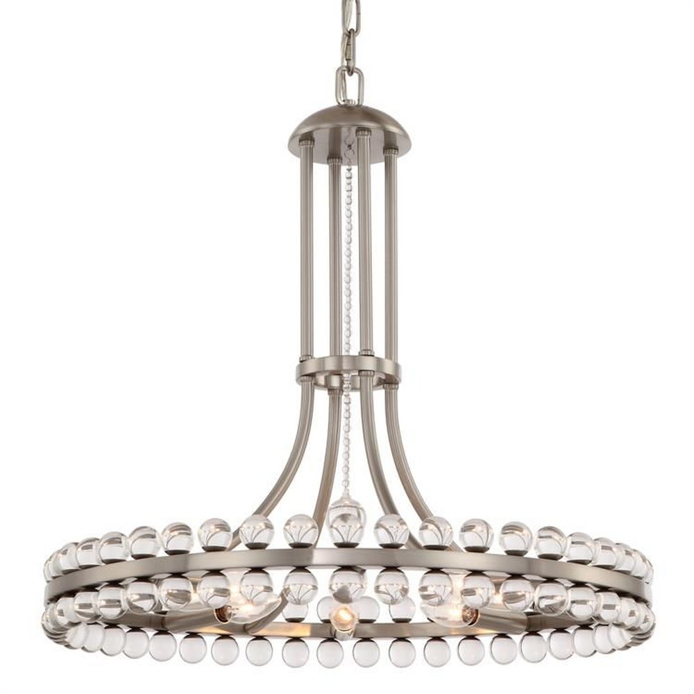 Crystorama Lighting-CLO-8898-BN-Clover - Eight Light Chandelier in Traditional and Contemporary Style - 22.5 Inches Wide by 22.5 Inches High Brushed Nickel  Brushed Nickel Finish with Clear Hand Cut C