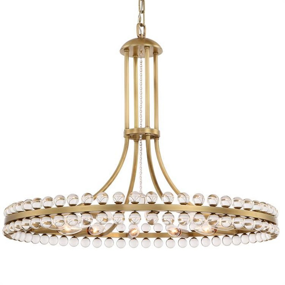 Crystorama Lighting-CLO-8899-AG-Clover - Twelve Light Chandelier Aged Brass  Brushed Nickel Finish with Clear Hand Cut Crystal