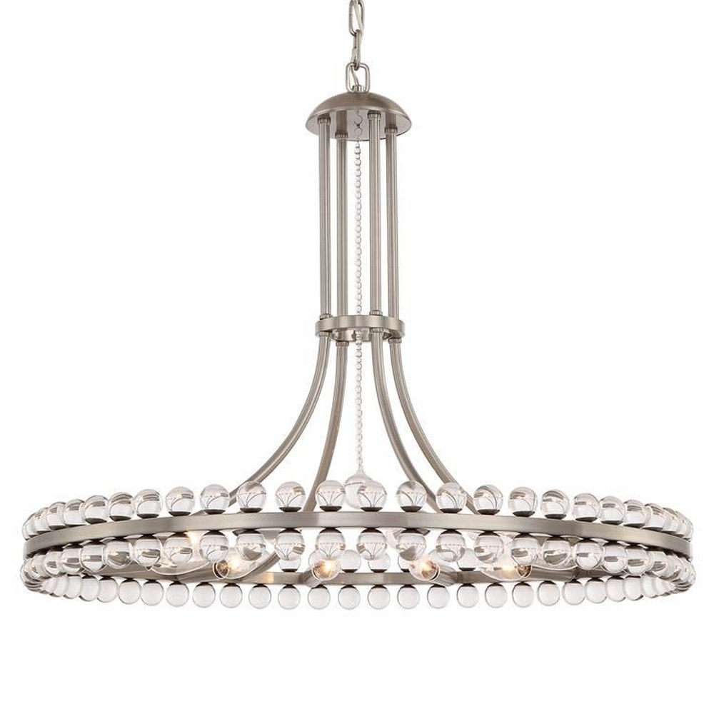 Crystorama Lighting-CLO-8899-BN-Clover - Twelve Light Chandelier Brushed Nickel  Brushed Nickel Finish with Clear Hand Cut Crystal