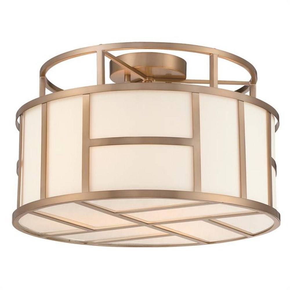 Crystorama Lighting-DAN-400-VG-Danielson - Three Light Flush Mount in Classic Style - 16.75 Inches Wide by 10.5 Inches High Vibrant Gold  Vibrant Gold Finish with White Textured Silk Shade