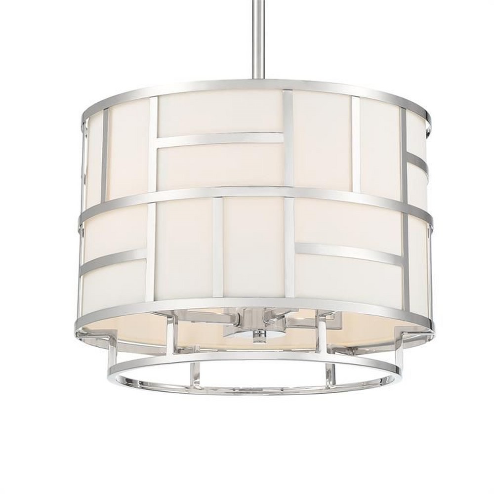 Crystorama Lighting-DAN-404-PN-Danielson - Four Light Chandelier in Classic Style - 16.75 Inches Wide by 13 Inches High Polished Nickel  Vibrant Gold Finish with White Textured Silk Shade