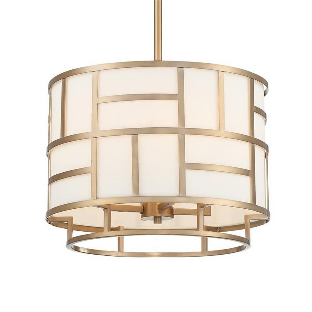 Crystorama Lighting-DAN-404-VG-Danielson - Four Light Chandelier in Classic Style - 16.75 Inches Wide by 13 Inches High Vibrant Gold  Vibrant Gold Finish with White Textured Silk Shade