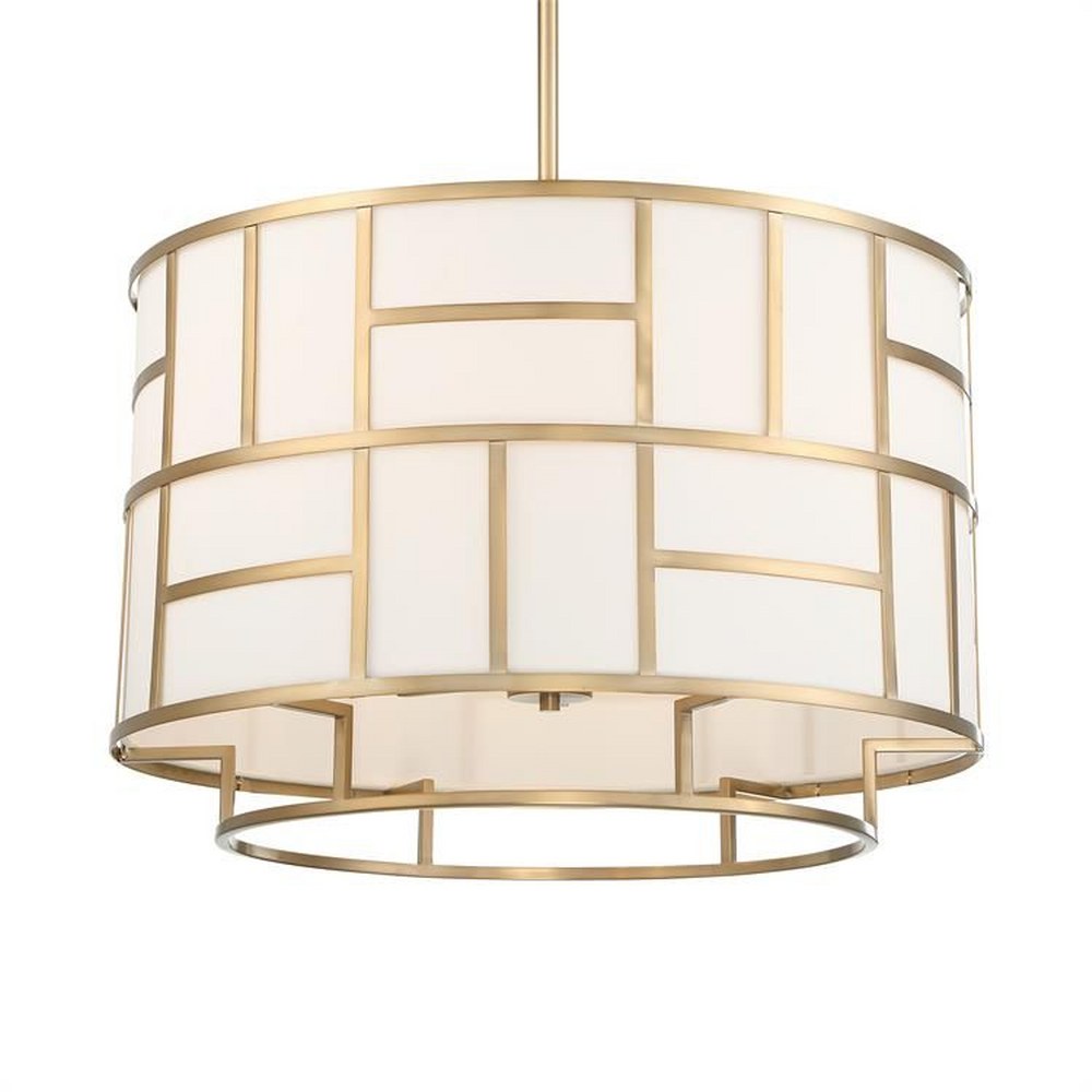 Crystorama Lighting-DAN-406-VG-Danielson - Six Light Chandelier in Minimalist Style - 24.75 Inches Wide by 17 Inches High Vibrant Gold  Vibrant Gold Finish with White Textured Silk Shade