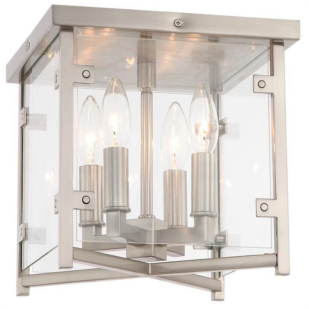 Crystorama Lighting-DAN-8793-BN-Danbury - Four Light Flush Mount In Classic Style - 10 Inches Wide By 10 Inches High   Brushed Nickel Finish