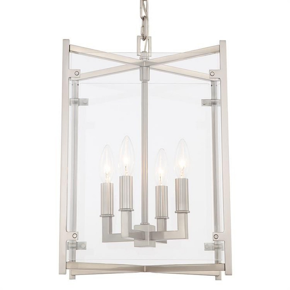 Crystorama Lighting-DAN-8796-BN-Danbury - Four Light Chandelier In Minimalist Style - 12 Inches Wide By 18.5 Inches High   Brushed Nickel Finish