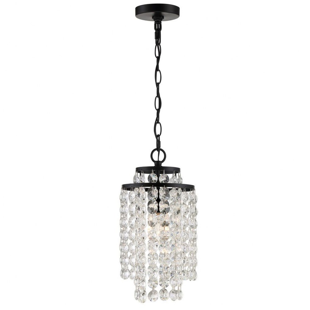 Crystorama Lighting-GAB-B7301-MK-Gabrielle - 1 Light Chandelier Matte Black  Antique Gold Finish