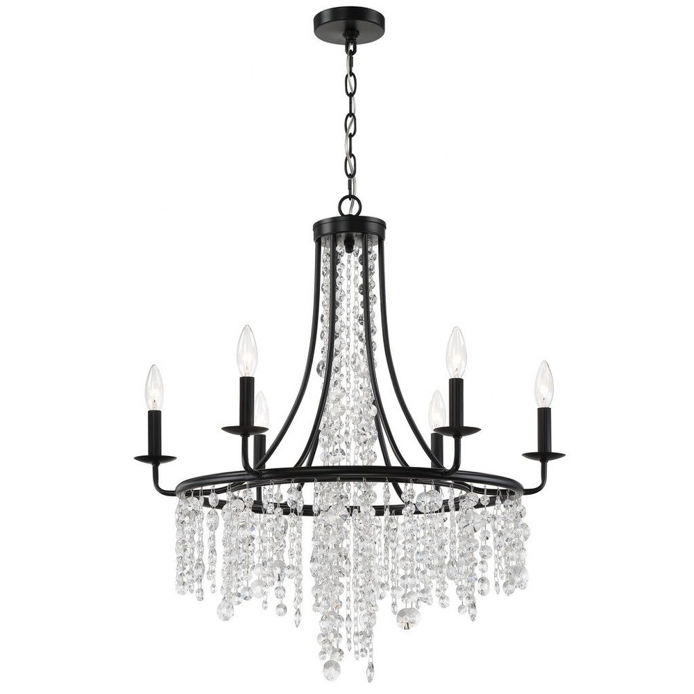 Crystorama Lighting-GAB-B7306-MK-Gabrielle - 6 Light Chandelier Matte Black  Antique Gold Finish