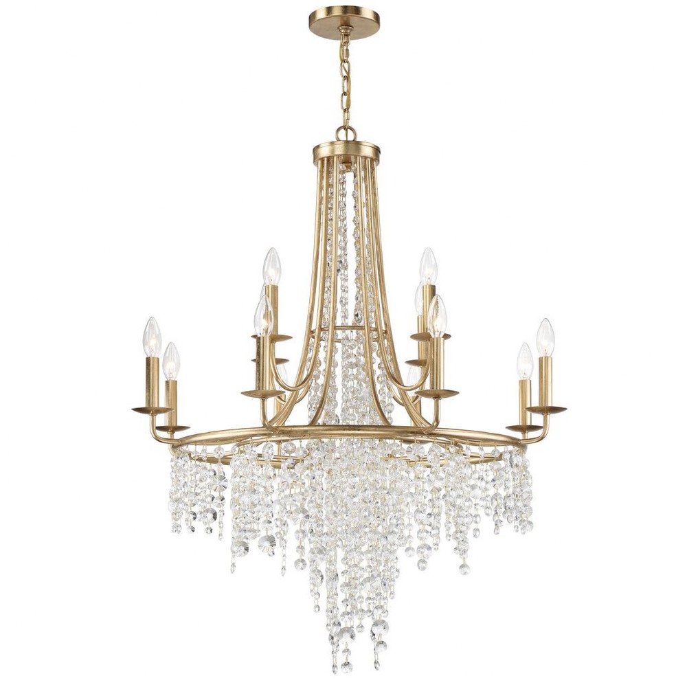 Crystorama Lighting-GAB-B7312-GA-Gabrielle - 12 Light Chandelier Antique Gold  Antique Gold Finish