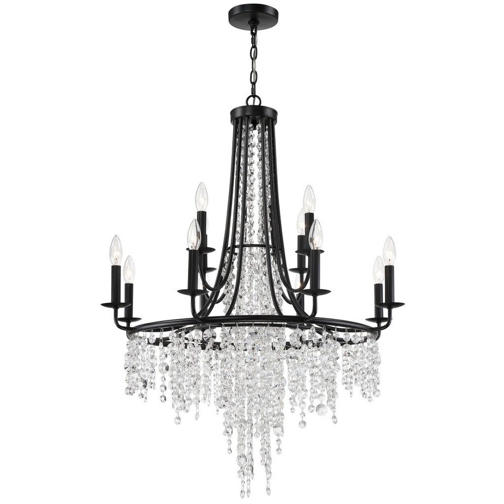 Crystorama Lighting-GAB-B7312-MK-Gabrielle - 12 Light Chandelier Matte Black  Antique Gold Finish