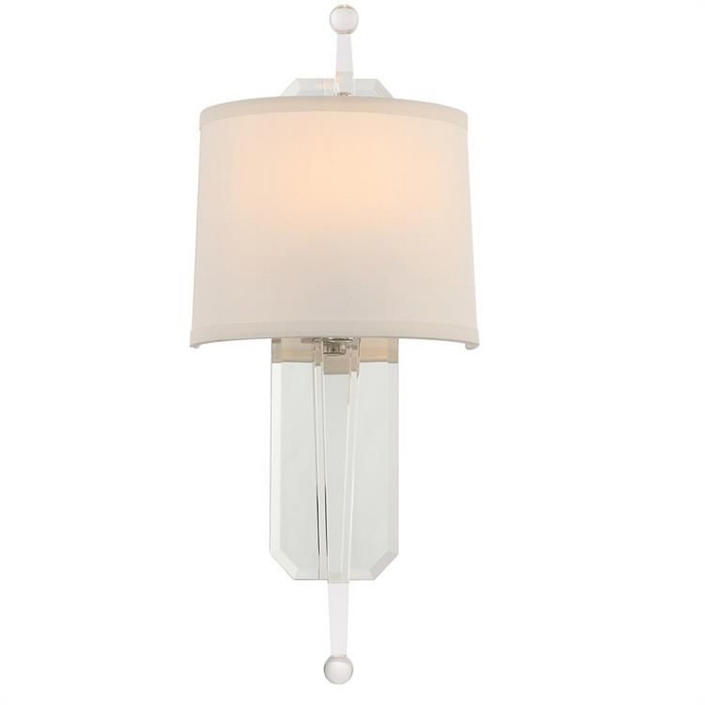 Crystorama Lighting-HAR-8301-CL-Harris - One Light Wall Sconce In Classic Style - 9.5 Inches Wide By 20.5 Inches High Polished Nickel Finish with Linen Shade with Clear Hand Cut Crystal