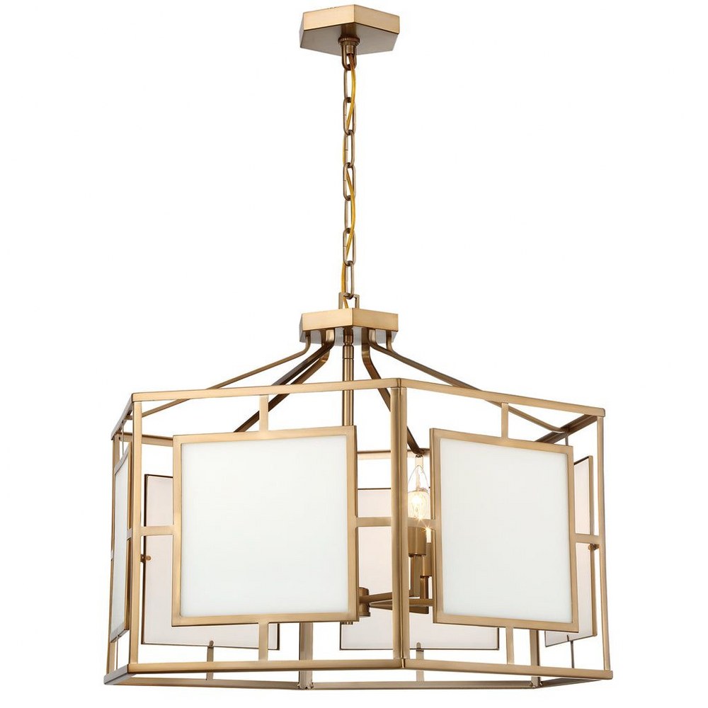 Crystorama Lighting-HIL-996-VG-Hillcrest - Six Light Chandelier in Classic Style - 28 Inches Wide by 19.5 Inches High Vibrant Gold  Vibrant Gold Finish with White Silk Glass