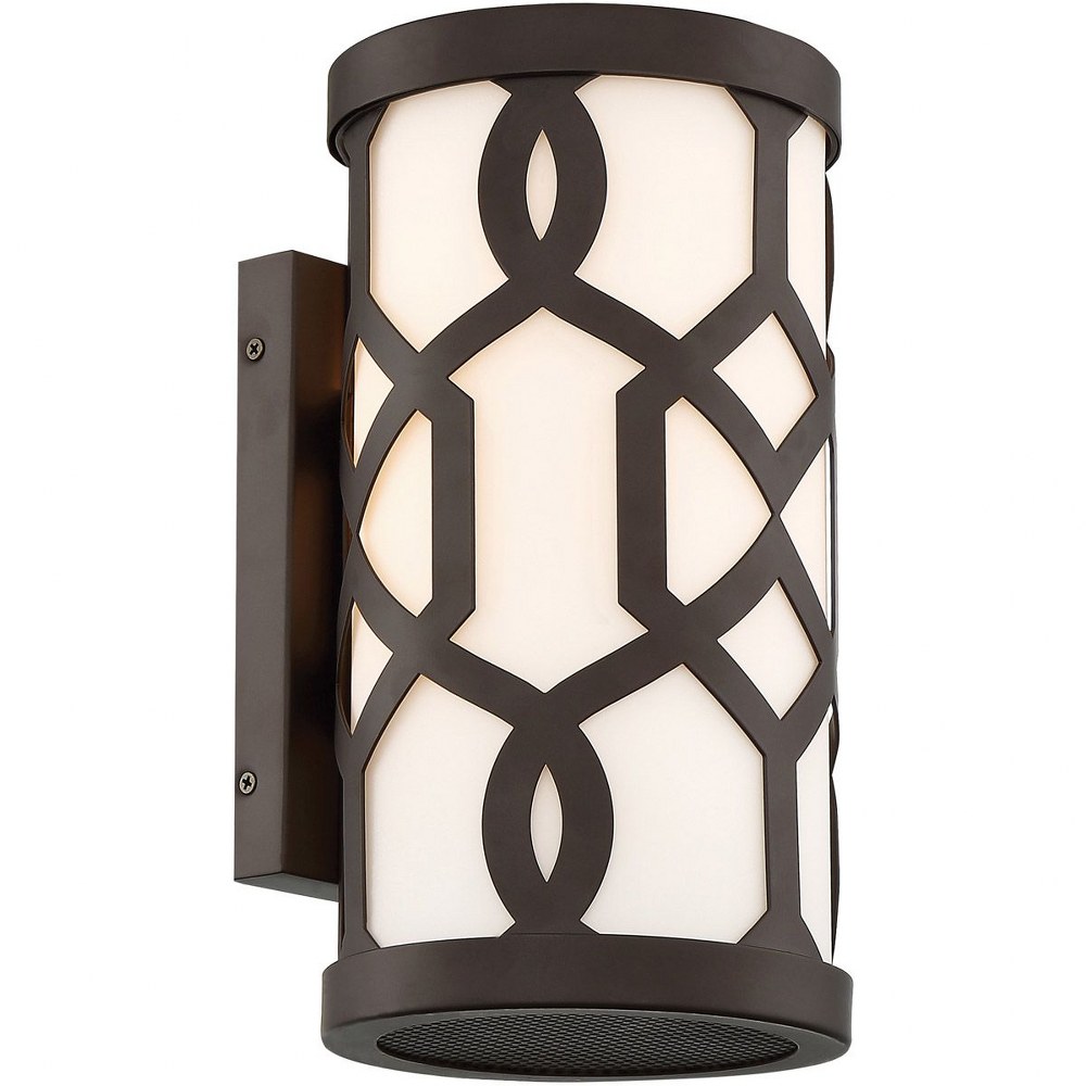 Crystorama Lighting-JEN-2201-DB-Jennings 1 Light Outdoor Wall Mount   Dark Bronze Finish with White Glass