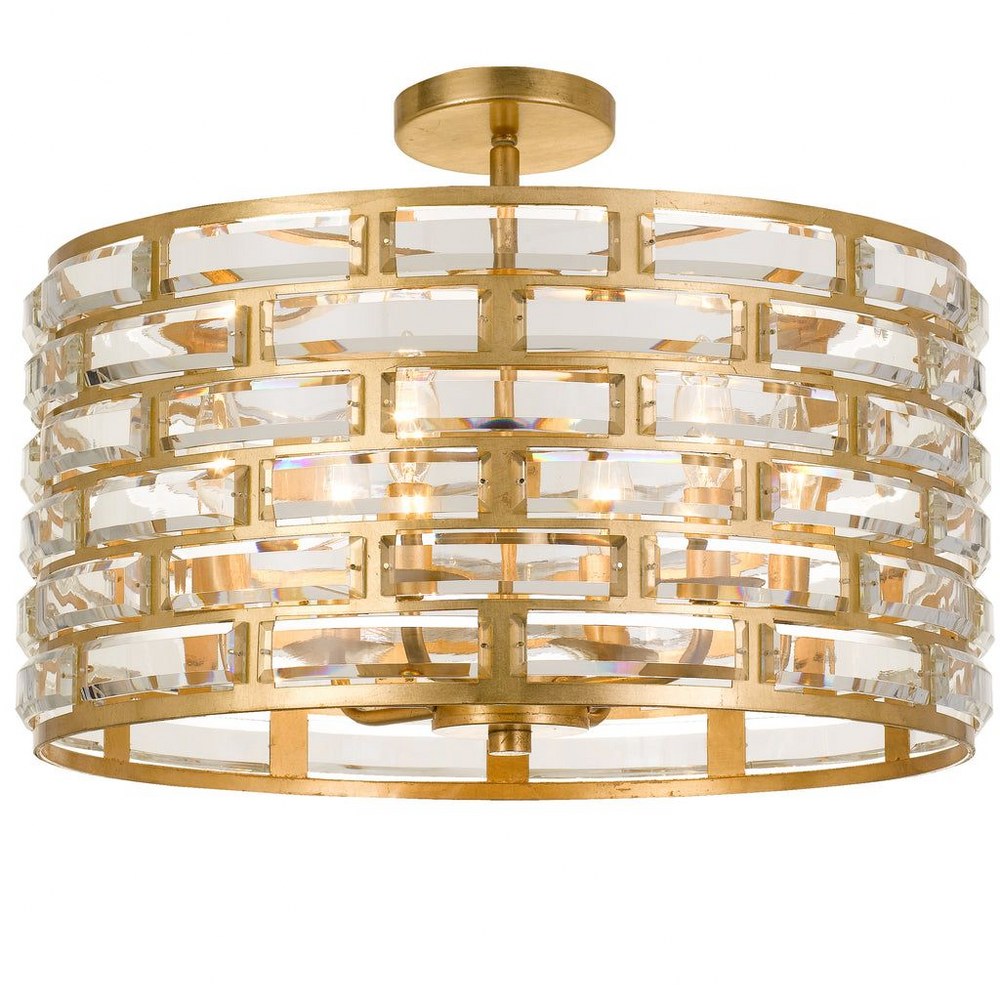 Crystorama Lighting-MER-4866-GA_CEILING-Meridian - 6 Light Flush Mount   Antique Gold Finish