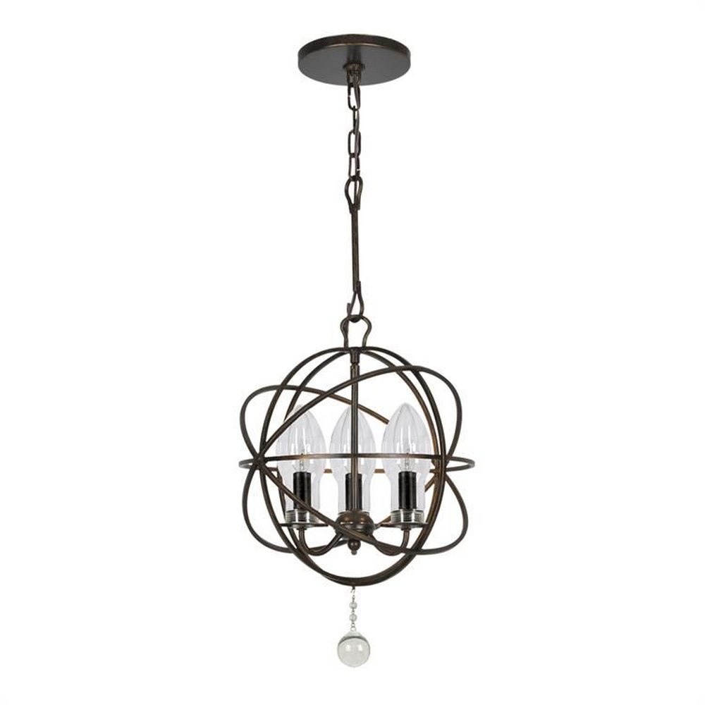 Crystorama Lighting-SOL-9325-EB-Solaris - Three Light Outdoor Chandelier in Minimalist Style - 12 Inches Wide by 16.5 Inches High   English Bronze Finish with Clear Glass