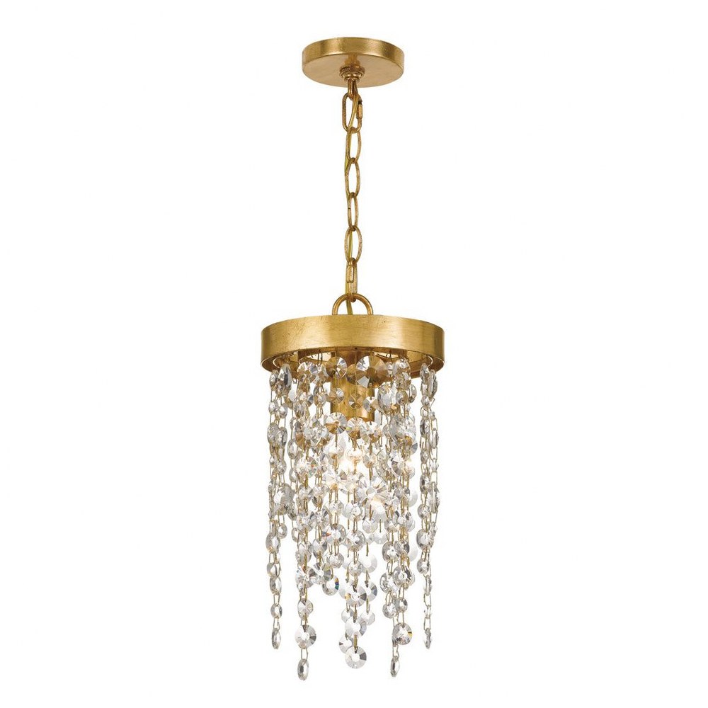 Crystorama Lighting-WIN-610-GA-CL-MWP-Winham - One Light Pendant In Classic Style - 7 Inches Wide By 14 Inches High Antique Gold Finish with Clear Hand Cut Crystal