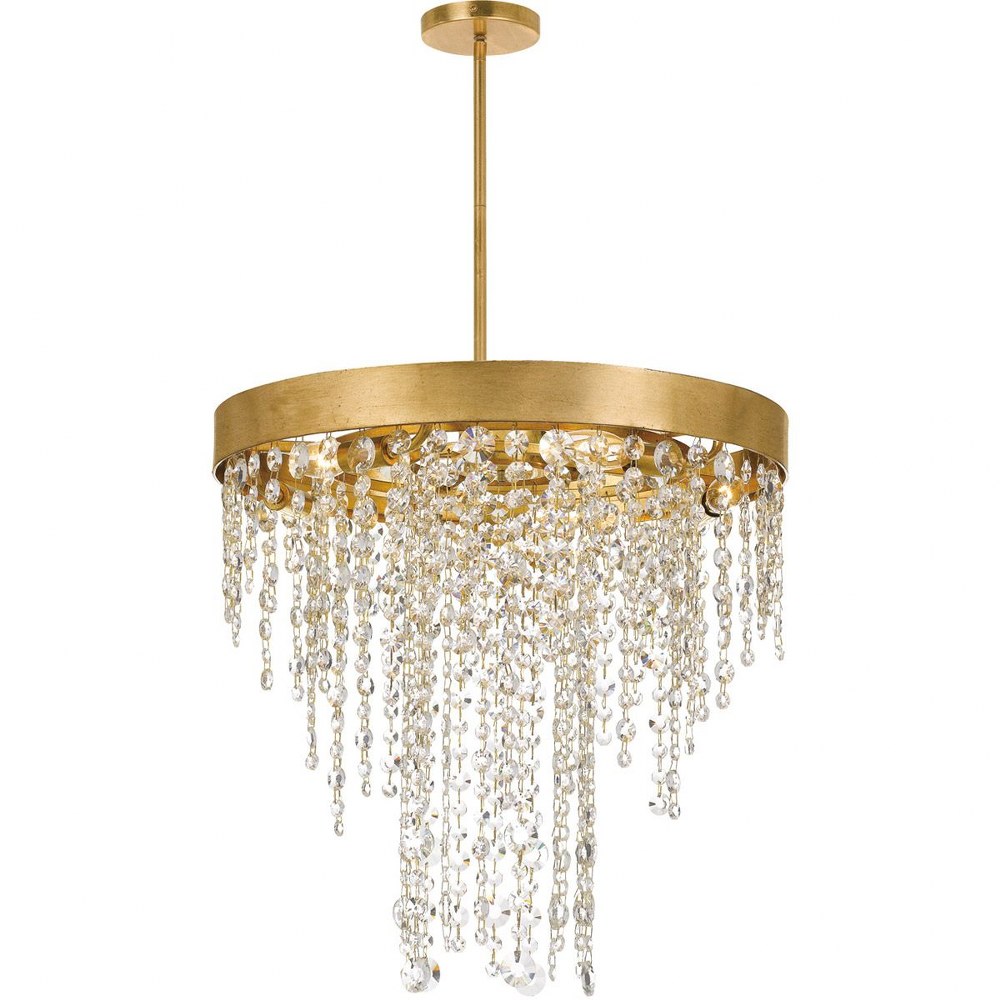 Crystorama Lighting-WIN-615-GA-CL-MWP-Winham - Five Light Chandelier In Minimalist Style - 20 Inches Wide By 19 Inches High Antique Gold Finish with Clear Hand Cut Crystal