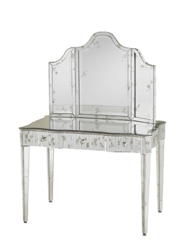 Currey and Company-1300-Gilda - 36 Inch Vanity Mirror   Granello Silver Leaf/Antique Mirror Finish