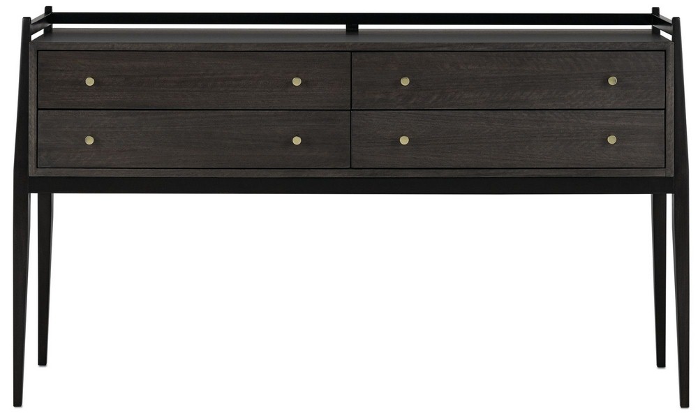 Currey and Company-3000-0046-Selig - 62 Console Table Dark Mink Stained Mahogany/Riverstone Stained Eucalyptus Finish