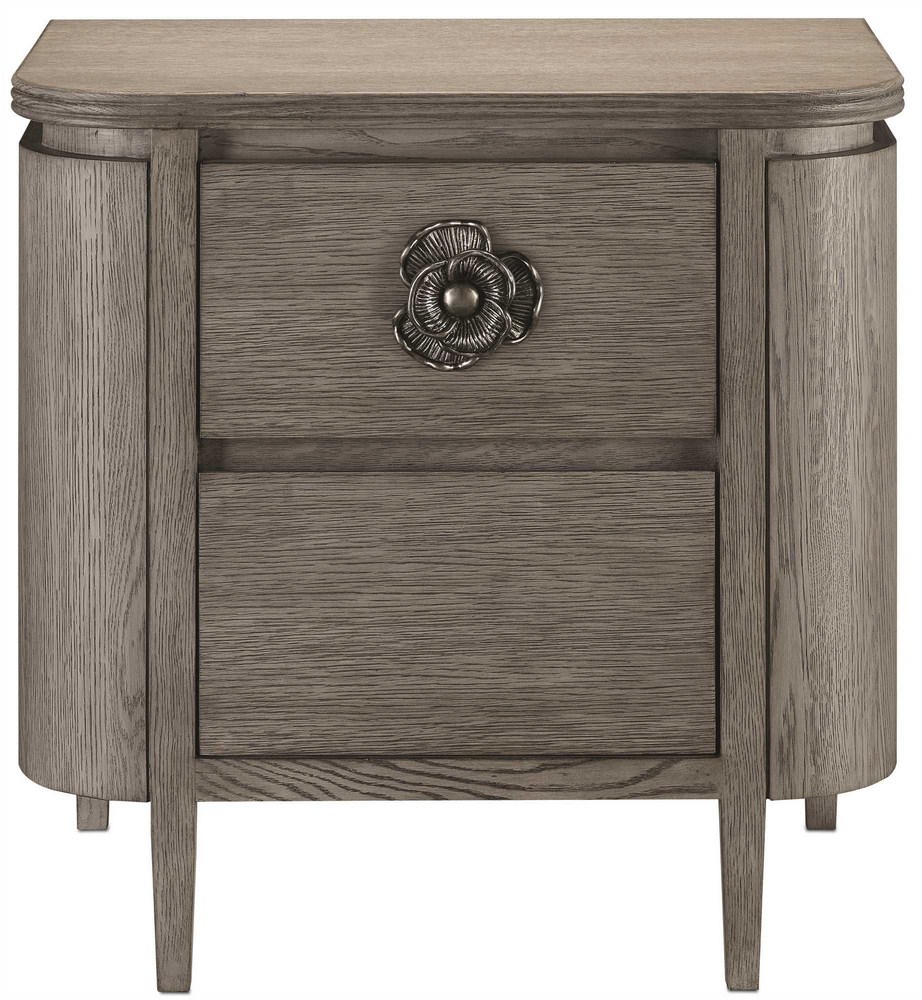 Currey and Company-3000-0099-Briallen - 28 Inch Nightstand Winter Gray/Antique Silver  Winter Gray/Antique Silver Finish