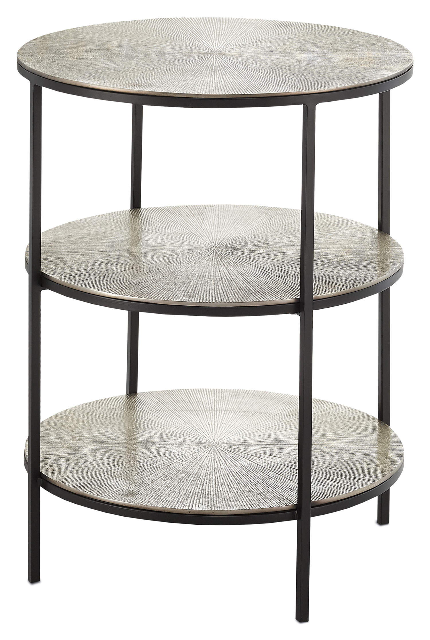 Currey and Company-4000-0013-Cane - 26.25 Inch Accent Table   Black/Pewter Finish