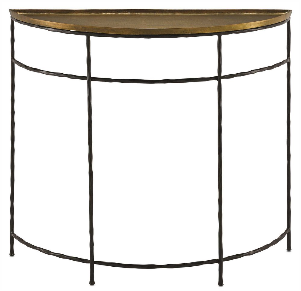 Currey and Company-4000-0053-Boyles - 36 Inch Demi-Lune Black Iron/Antique Brass  Black Iron/Antique Brass Finish