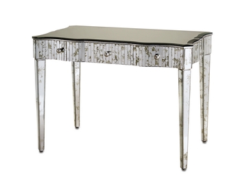 Currey and Company-4004-Gilda - 40.5 Inch Vanity Table   Granello Silver Leaf/Antique Mirror Finish