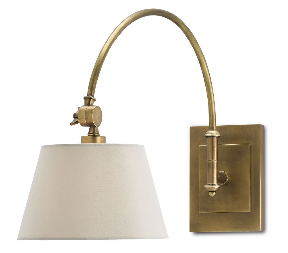 Currey and Company-5000-0003-Ashby - 1 Light Swing-Arm Wall Sconce   Antique Brass Finish with Eggshell Shantung Shade