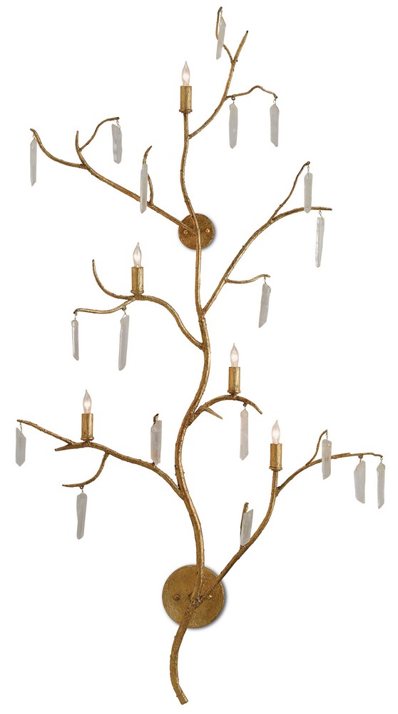 Currey and Company-5000-0014-Forest Light - 5 Light Wall Sconce   Washed Lucerne Gold/Natural Finish