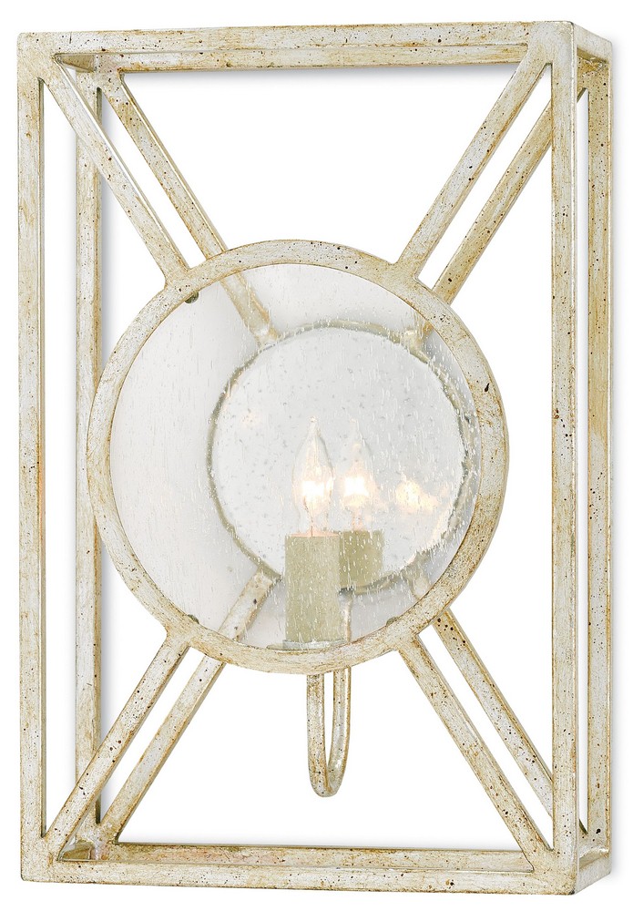 Currey and Company-5000-0023-Beckmore - 10 Inch 1 Light Wall Sconce   Silver Granello Finish with Seeded Glass