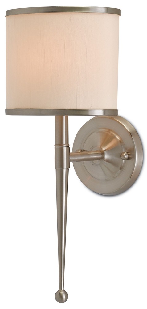 Currey and Company-5000-0033-Primo - 1 Light Wall Sconce   Satin Nickel Finish with Cream/Nickel Shade