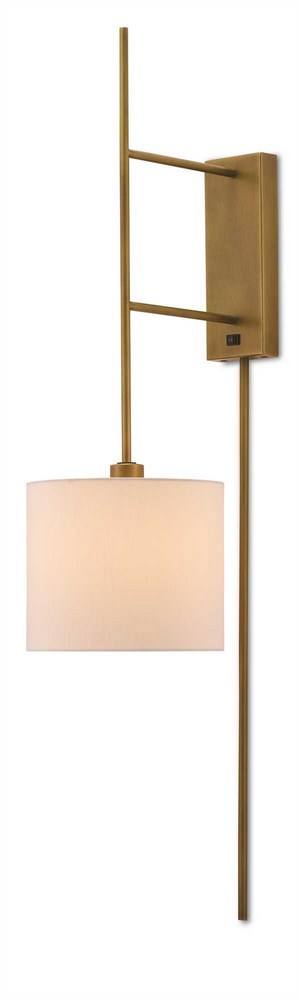 Currey and Company-5000-0076-Savill - 1 Light Wall Sconce   Antique Brass Finish with Off White Shantung Shade