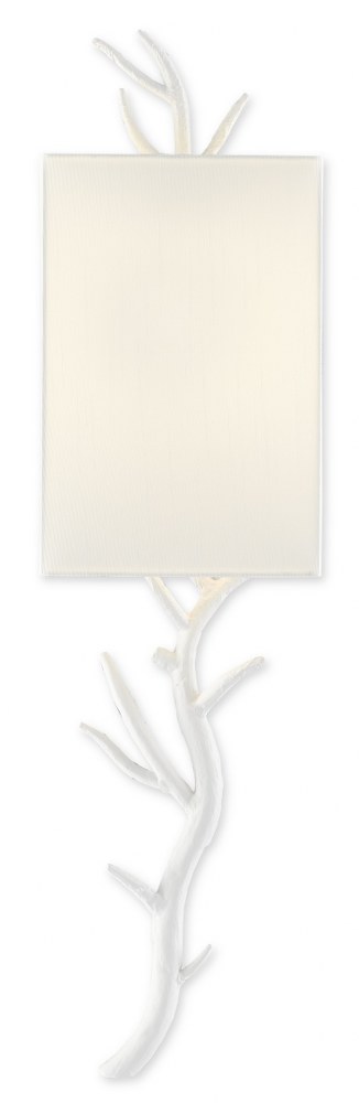 Currey and Company-5000-0148-Baneberry - One Light Left Wall Sconce Gesso White Finish with Off White Shantung Shade