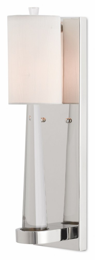 Currey and Company-5000-0155-Junia - One Light Wall Sconce Polished Nickel Finish with Off White Shantung Shade