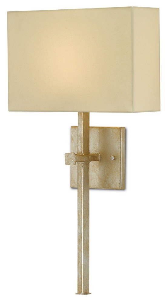 Currey and Company-5900-0004-Ashdown - One Light Wall Sconce Silver Leaf Finish with Champagne Silk Shade