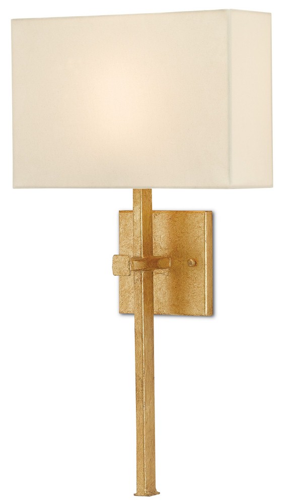 Currey and Company-5900-0005-Ashdown - 1 Light Wall Sconce   Antique Gold Leaf Finish with Champagne Silk Shade