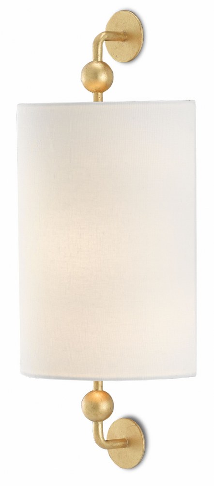 Currey and Company-5900-0031-Tavey - One Light Wall Sconce Contemporary Gold Leaf Finish with Off White Linen Shade