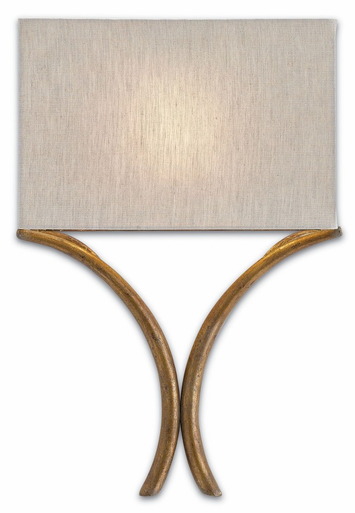 Currey and Company-5901-Cornwall - 1 Light Wall Sconce French Gold Leaf  Silver Leaf Finish with Natural Linen Shade