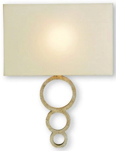 Currey and Company-5906-Pembroke - 1 Light Wall Sconce   Silver Granello Finish with Champagne Silk Shade