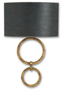 Currey and Company-5910-Bolebrook - 1 Light Wall Sconce   Gold Leaf Finish with Gold Leaf/French Black Shade